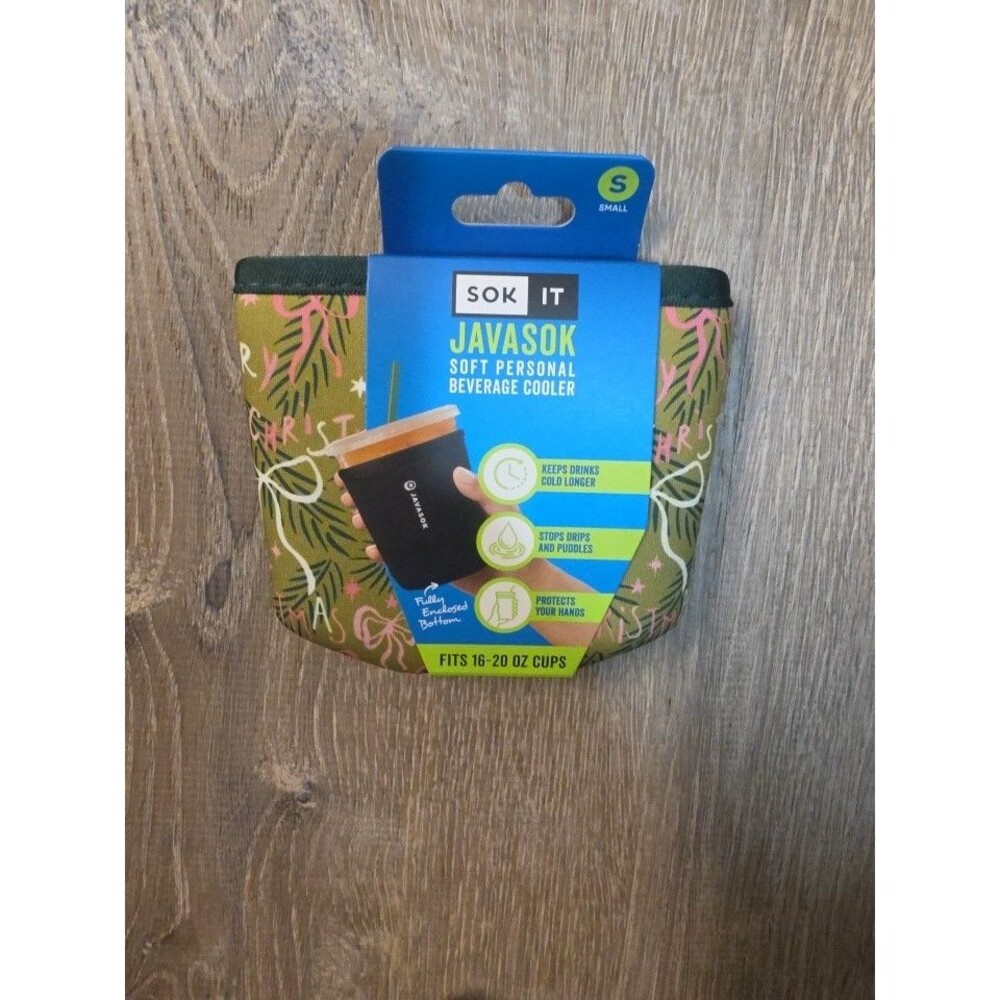 Sok-It Javasok Merry Christmas Cold Cup Sleeve Fits 16-20 Oz New